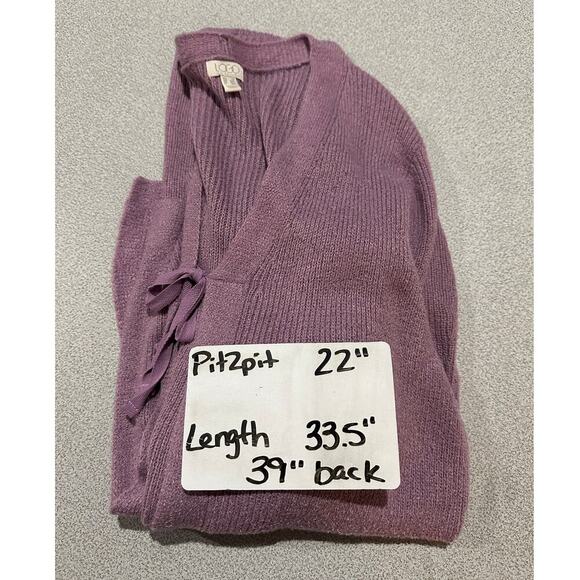 LOGO Lori Goldstein Sz 1X Tie Front Kelsey Cardigan Lavender‎ Longline Pockets - Picture 7 of 15
